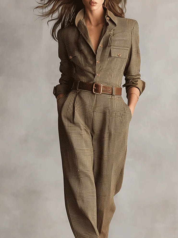 Mellura™ - Maßgeschneiderter Tweed - Jumpsuit mit Karomuster und raffinierten Details - Street Atelier