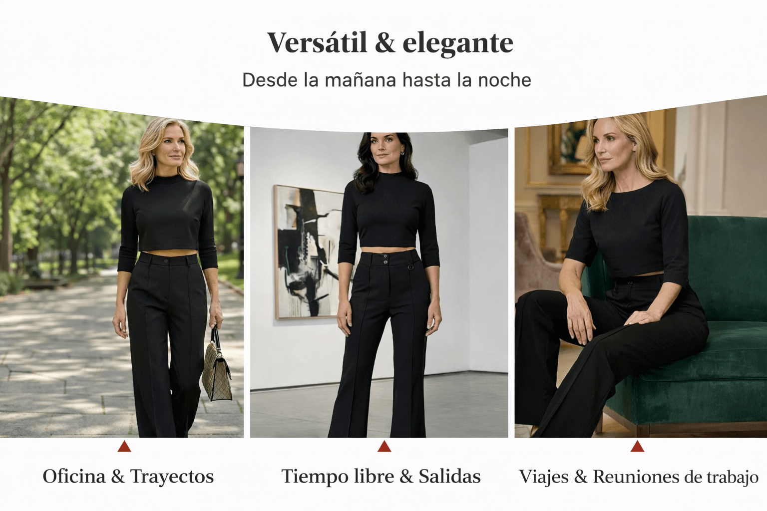 Celia | Elegante conjunto compuesto por top corto y pantalón ancho para mujer. - Inés Atelier
