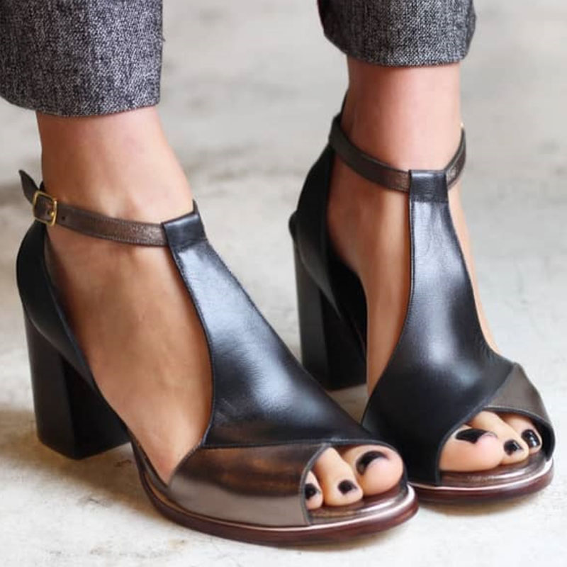 Mimosa | Sandalias Peep-Toe Patchwork – Estilo Sofisticado y Gran Estabilidad