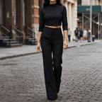 Celia | Elegante conjunto compuesto por top corto y pantalón ancho para mujer. - Inés Atelier