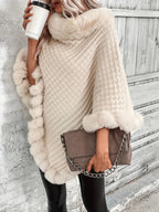 Zahara | Poncho de punto con ribete de piel sintética - Inés Atelier