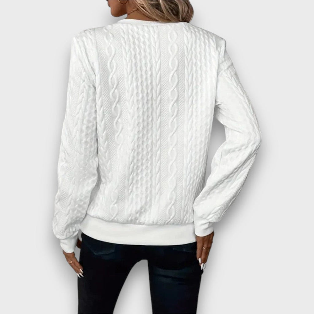 Blanca | Jersey con cremallera frontal y tejido de punto trenzado - Inés Atelier