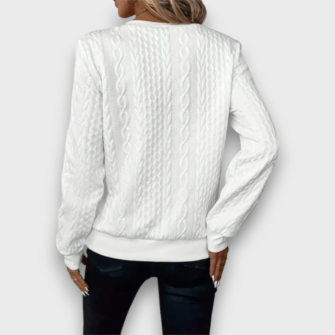 Blanca | Jersey con cremallera frontal y tejido de punto trenzado - Inés Atelier