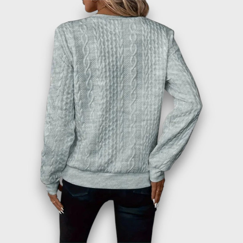 Blanca | Jersey con cremallera frontal y tejido de punto trenzado - Inés Atelier