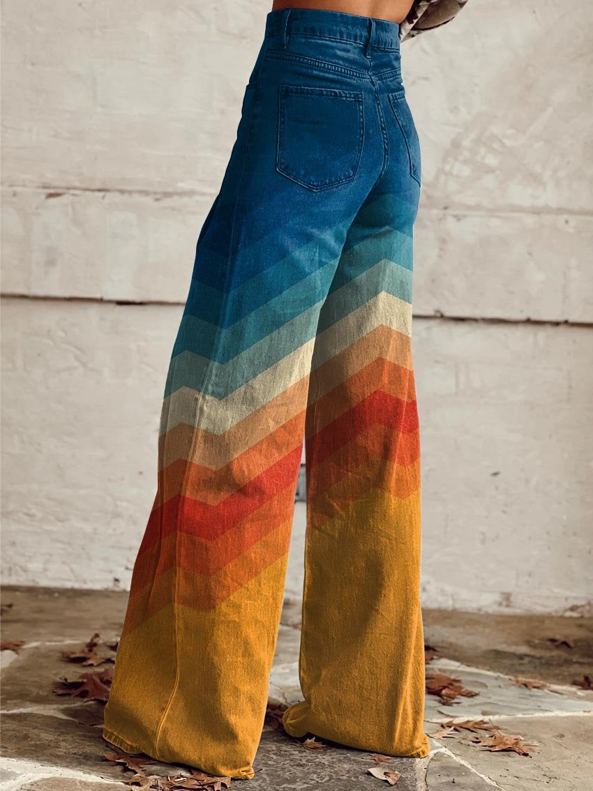 Malena | Pantalones retro con estampado en zigzag, muy elegantes