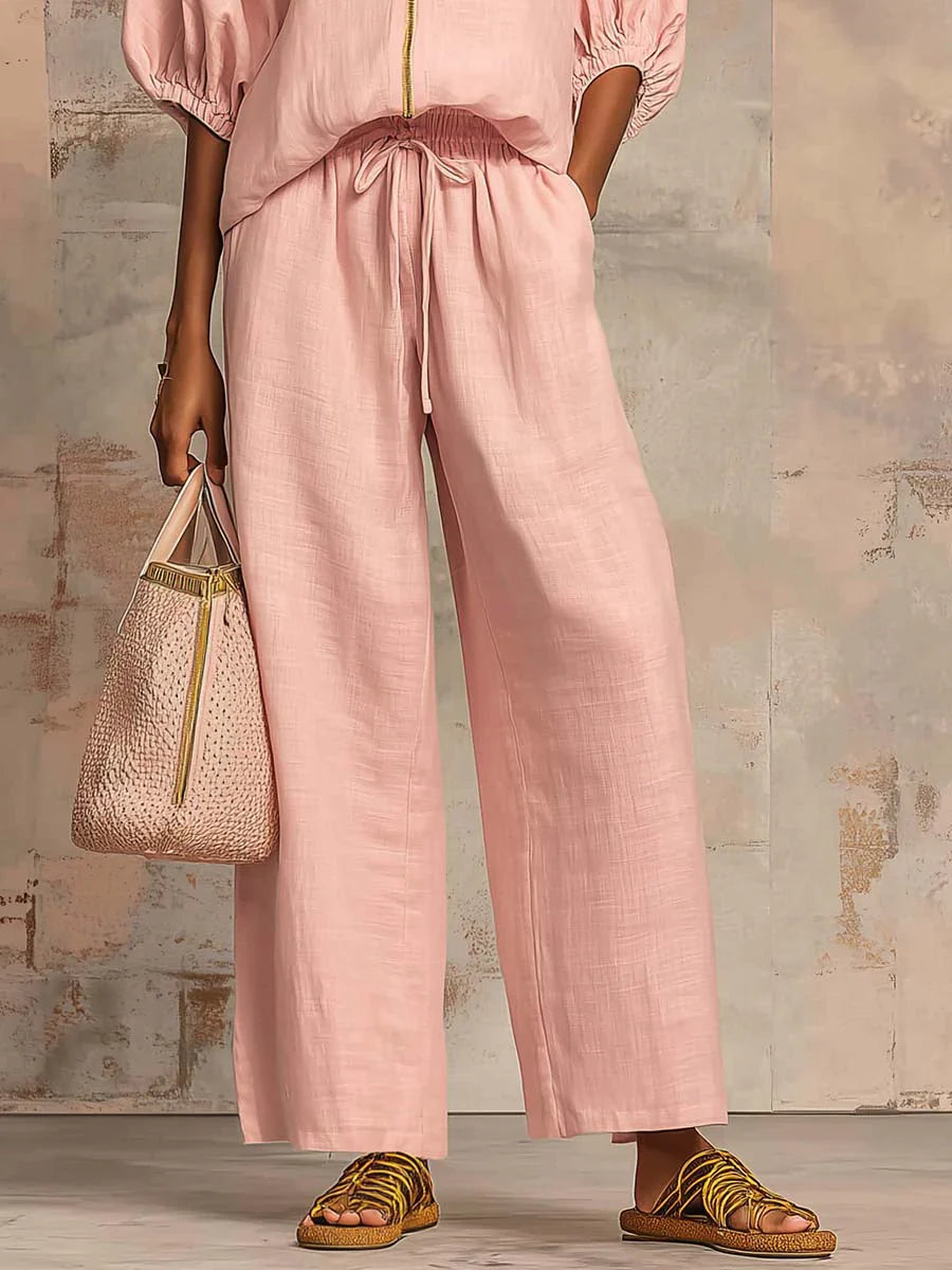 Martina | Conjunto de dos piezas: Camisa de estilo relajado y pantalón de pernera ancha
