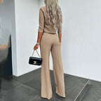 Celia | Elegante conjunto compuesto por top corto y pantalón ancho para mujer. - Inés Atelier