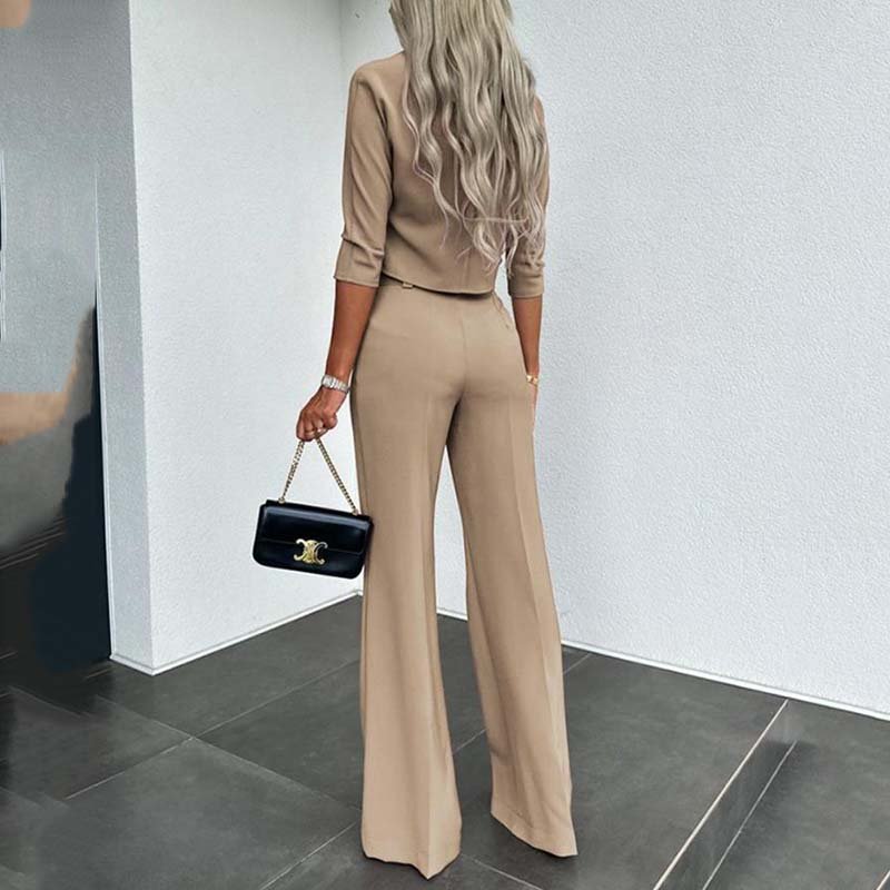 Celia | Elegante conjunto compuesto por top corto y pantalón ancho para mujer. - Inés Atelier